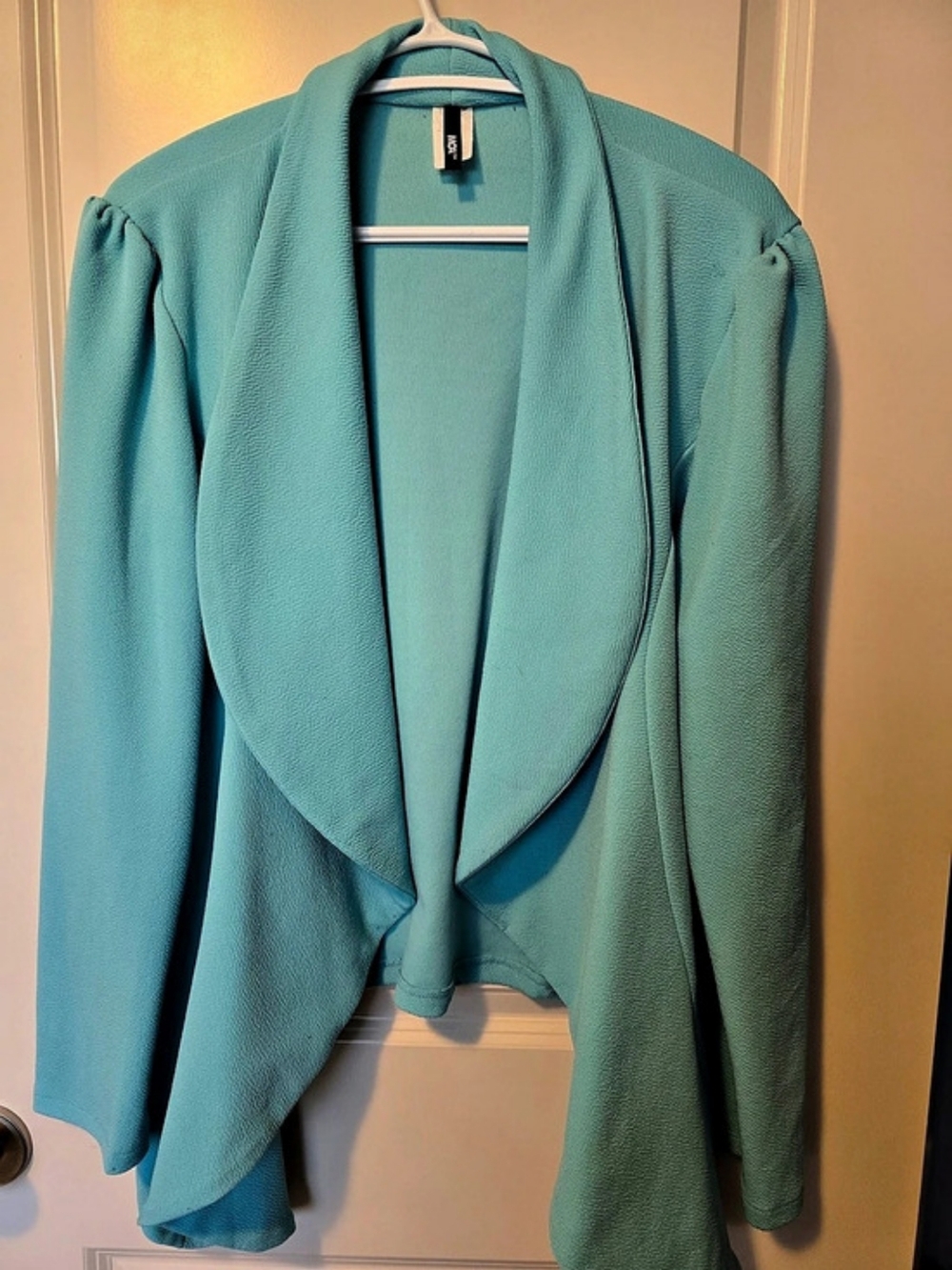 MOA Collection Casual Open Front Draped Blazer Jacket Blue